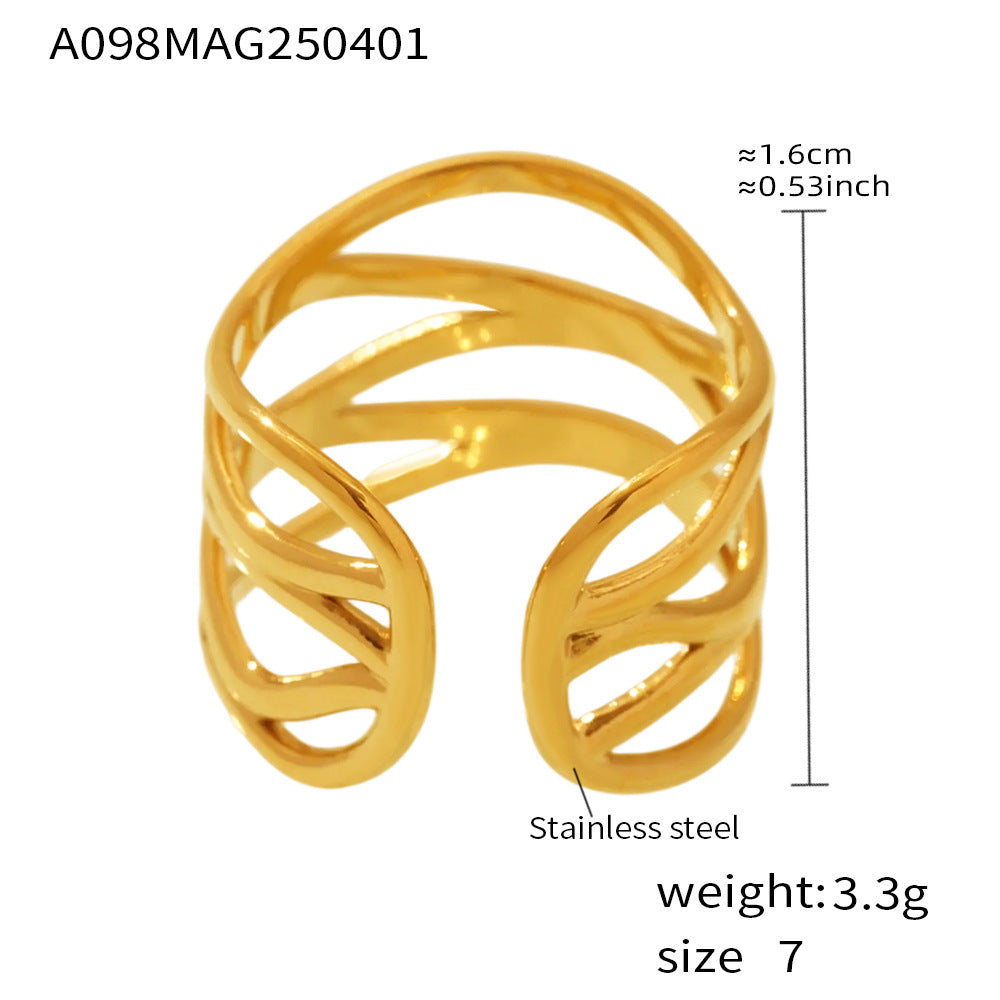 18K Gold-Plated Open Line Statement Ring