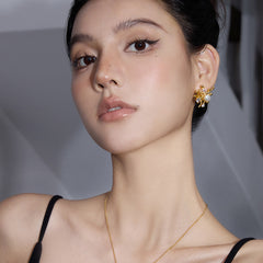 Textured Flower Pearl-Look Stud Earrings