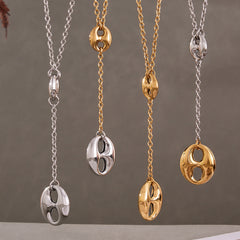 Polished Bean-Link Y-Lariat Necklace