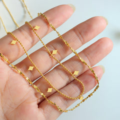 Layered Fine Chain Geometric Station Necklace
