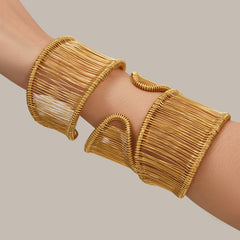 18K Gold-Plated & Silver-Tone Wrapped Wire Cuff