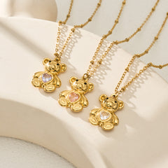 18K Gold-Plated Teddy Bear Pendant Necklace