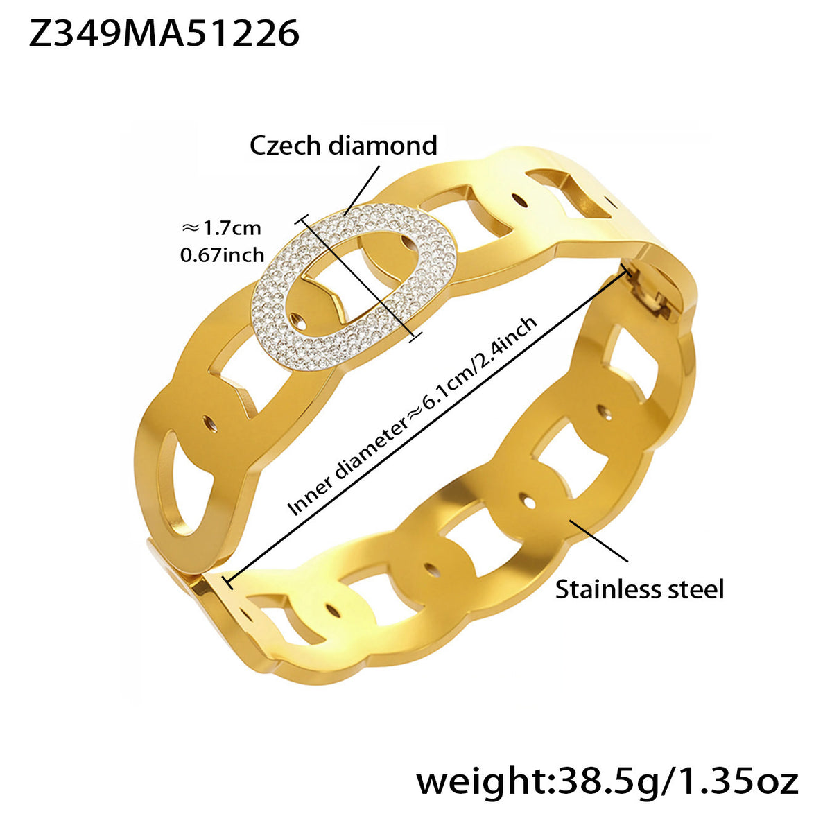 Geometric Cubic Zirconia Statement Cuff Bracelet