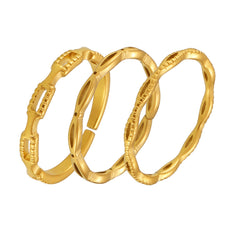 Interlocking-Detail Adjustable Open Rings