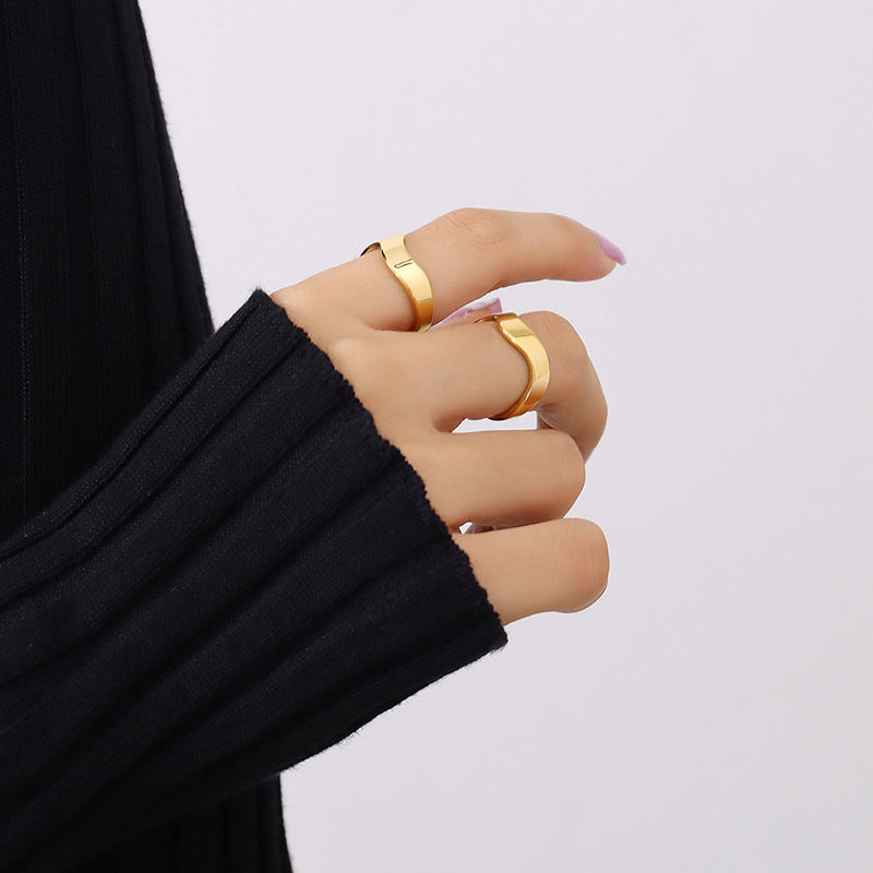 18K Gold-Plated Wavy Open Ring