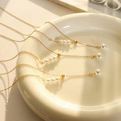 Pearl-Look Lariat Necklace