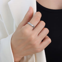 Diamond-Pattern Textured Band Ring