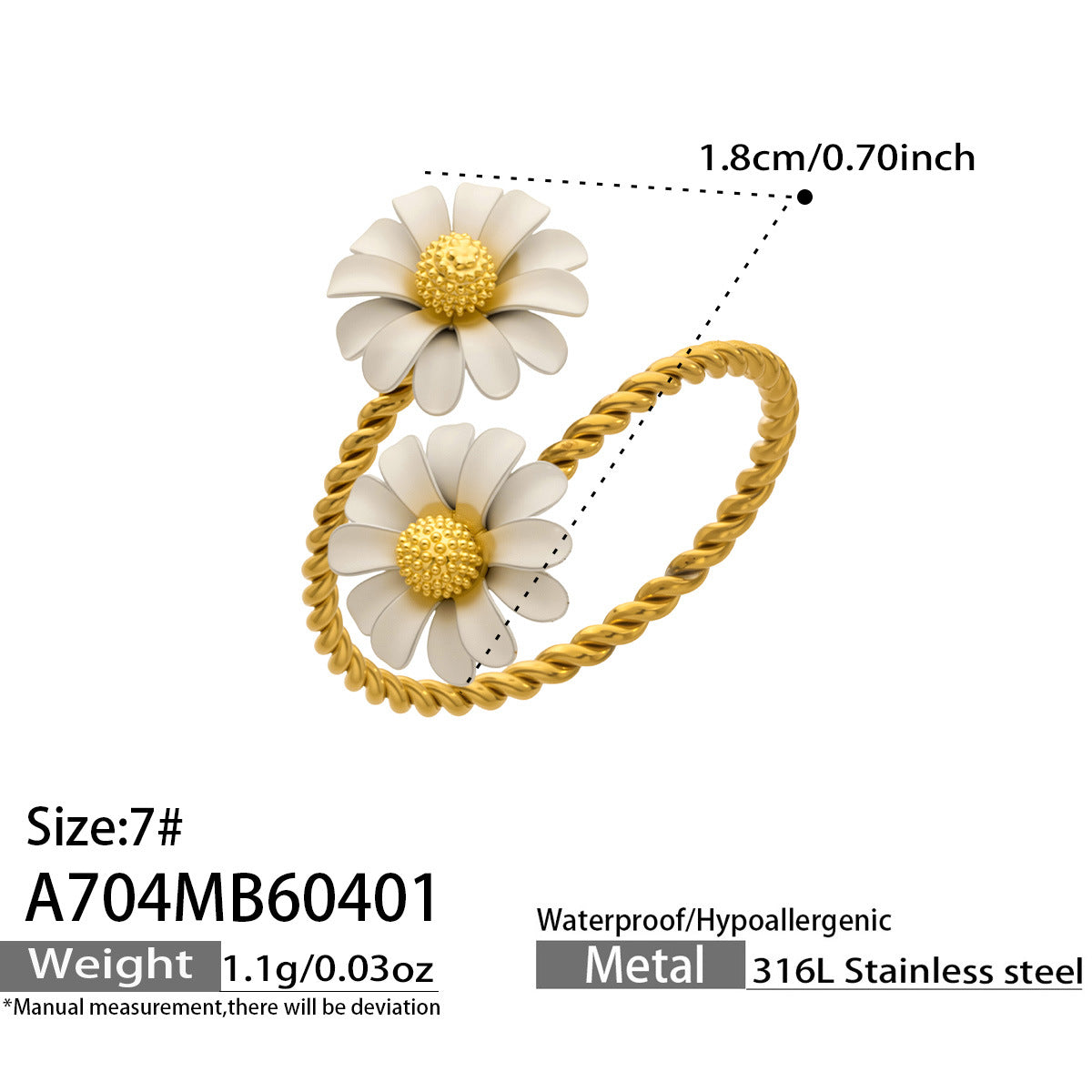 Colorful Flower Open Statement Rings