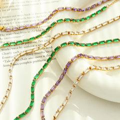 Colorful Cubic Zirconia Station Necklace & Bracelet