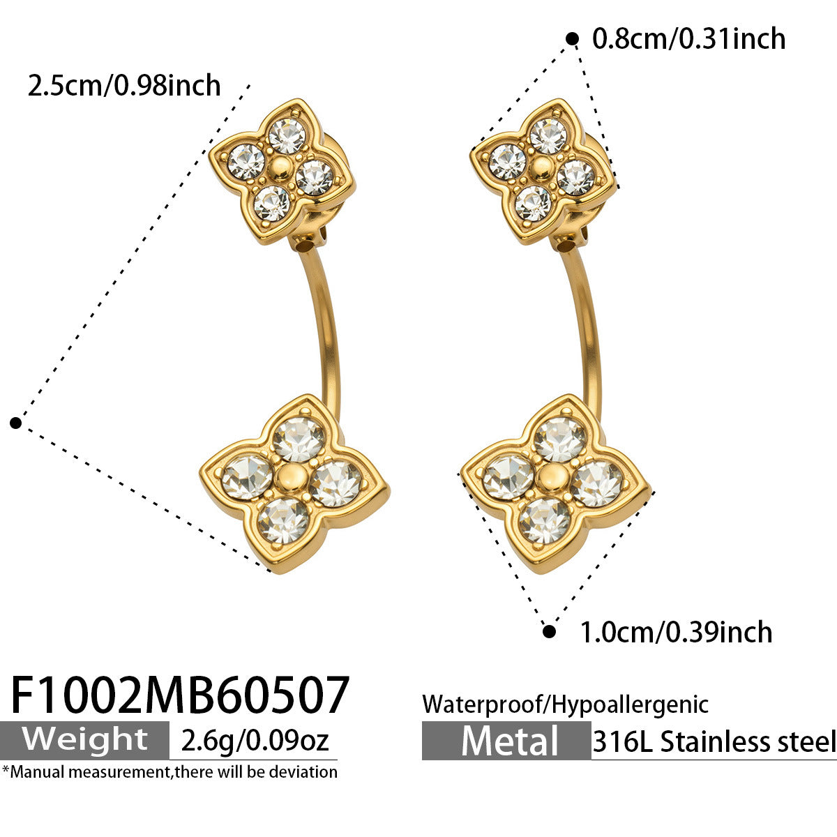 18K Gold-Plated Cubic Zirconia Flower Drop Earrings