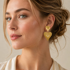 18K Gold-Plated Cubic Zirconia Heart Drop Earrings