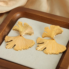 Sculptural Ginkgo Leaf Earrings