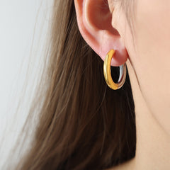Two-Tone Rounded Hoop Earrings