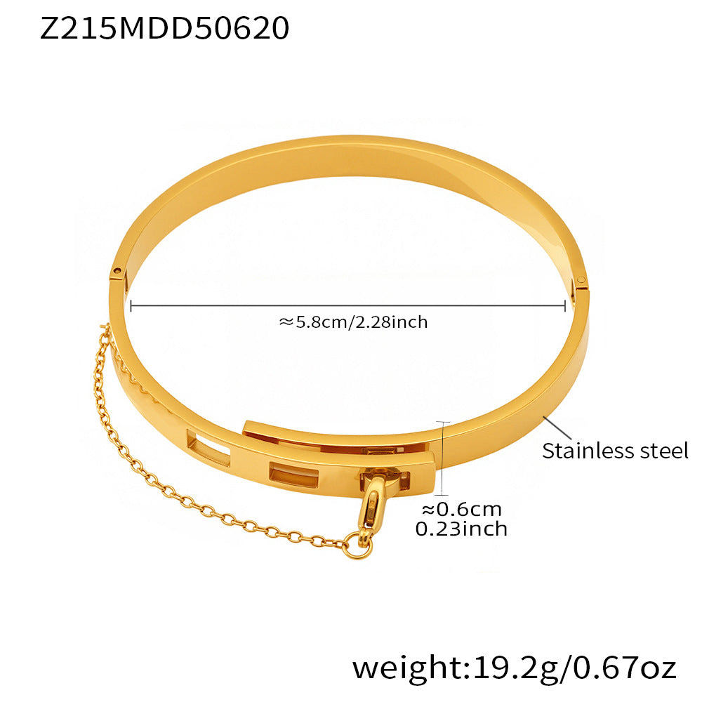 Safety Chain Clasp Stainless Steel Bangle