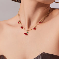 18K Gold-Plated Cherry Charm Necklace or Bracelet