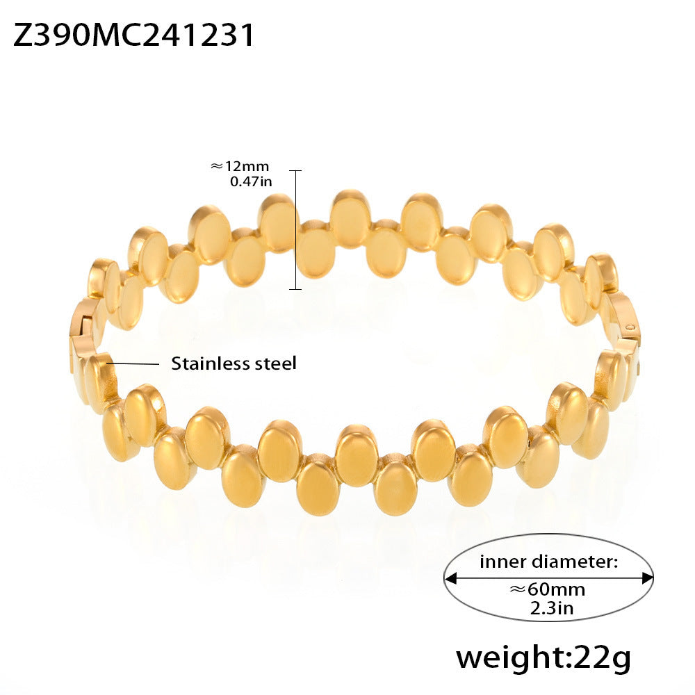 18K Gold-Plated Polished Disc Link Bangle
