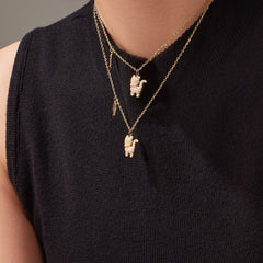 18K Gold-Plated Cat and Fishbone Charm Jewelry