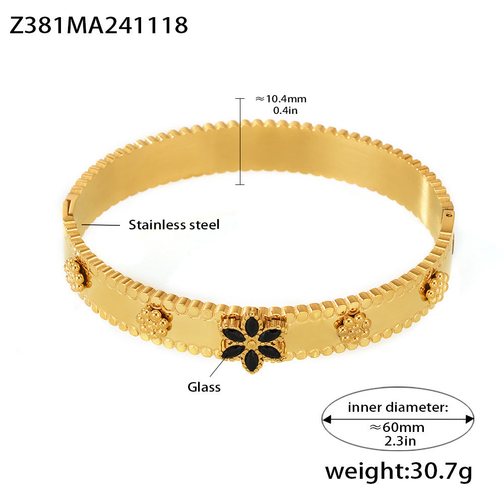 18K Gold-Plated Snowflake Stone-Accent Clasp Bracelet