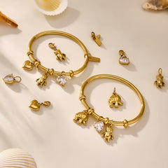 18K Gold-Plated Charm Bangle and Ring Designs