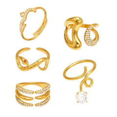 18K Gold-Plated Cubic Zirconia Open Ring Collection