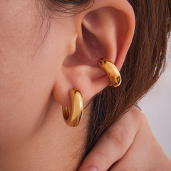 18K Gold-Plated Polished Huggie Hoop Earrings