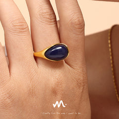 Blue Resin Teardrop Open Ring