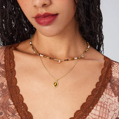 Marielle Vintage-Inspired Tiger-Eye Layered Necklace