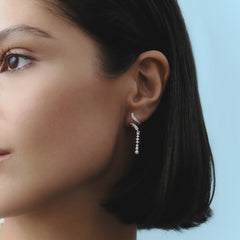 Nadine Pearl Pavé Tassel Drop Earrings