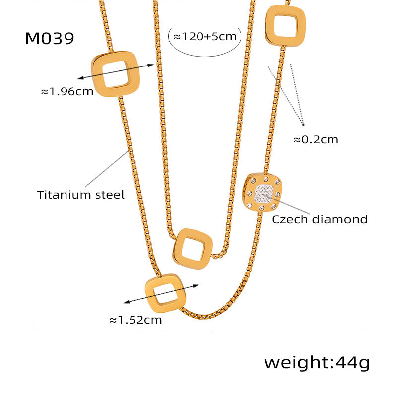 Openwork Geometric Long Necklace