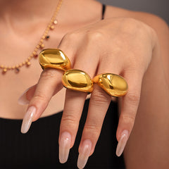 18K Gold-Plated Polished Dome Statement Ring