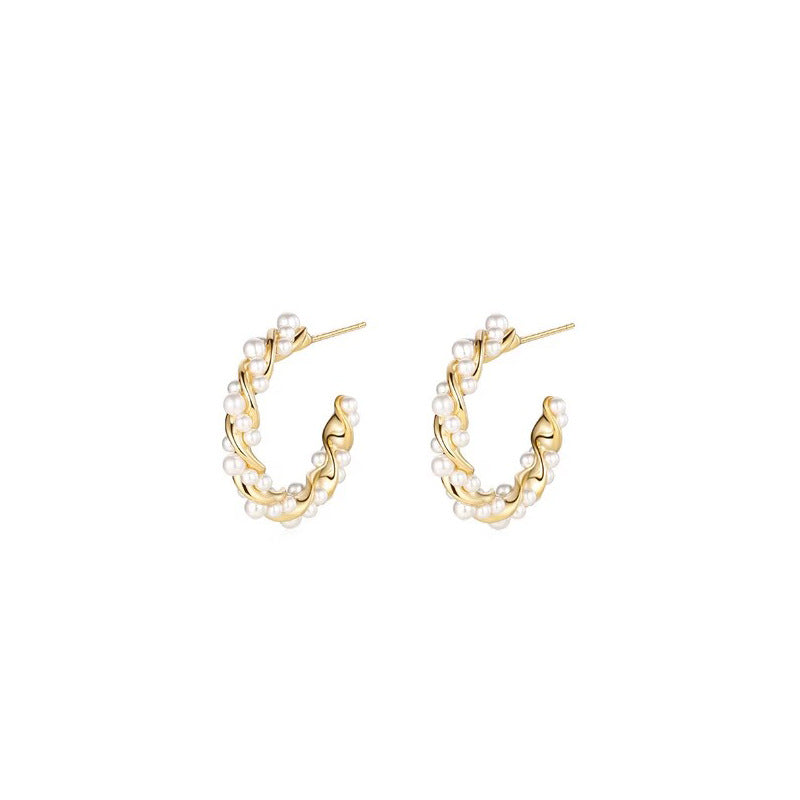 Nadine Pearl Round Stud Earrings