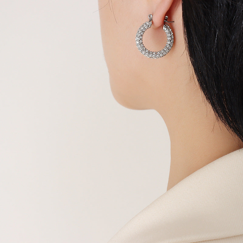 Stone-Set Multi-Row Hoop Earrings