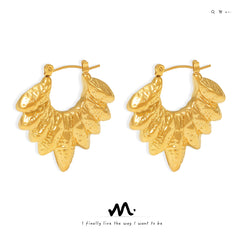 18K Gold-Plated Layered Leaf Hoop Earrings