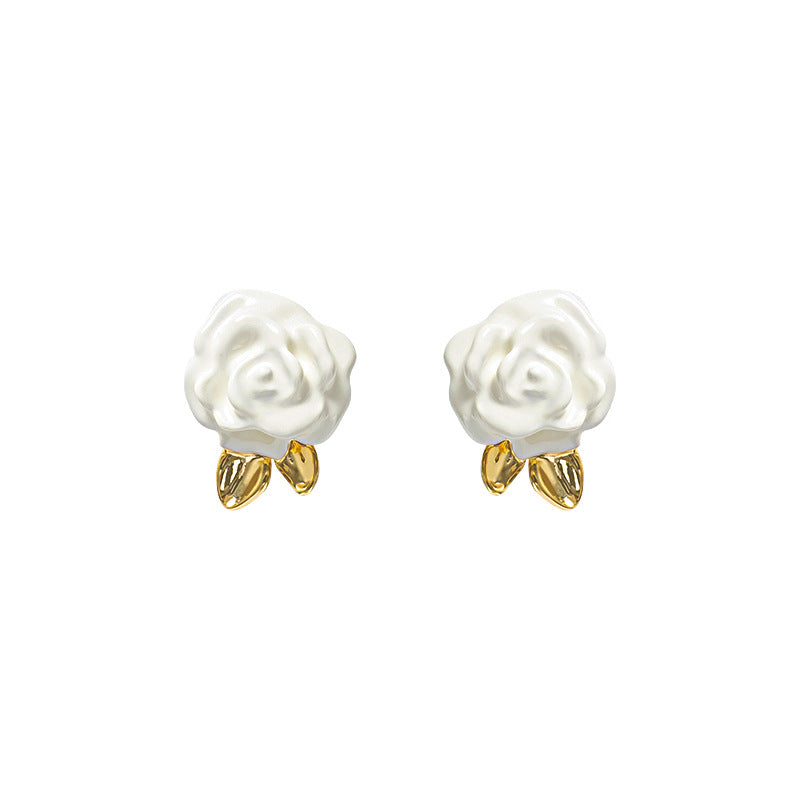 Marielle Vintage-Inspired Enamel Rose Stud Earrings