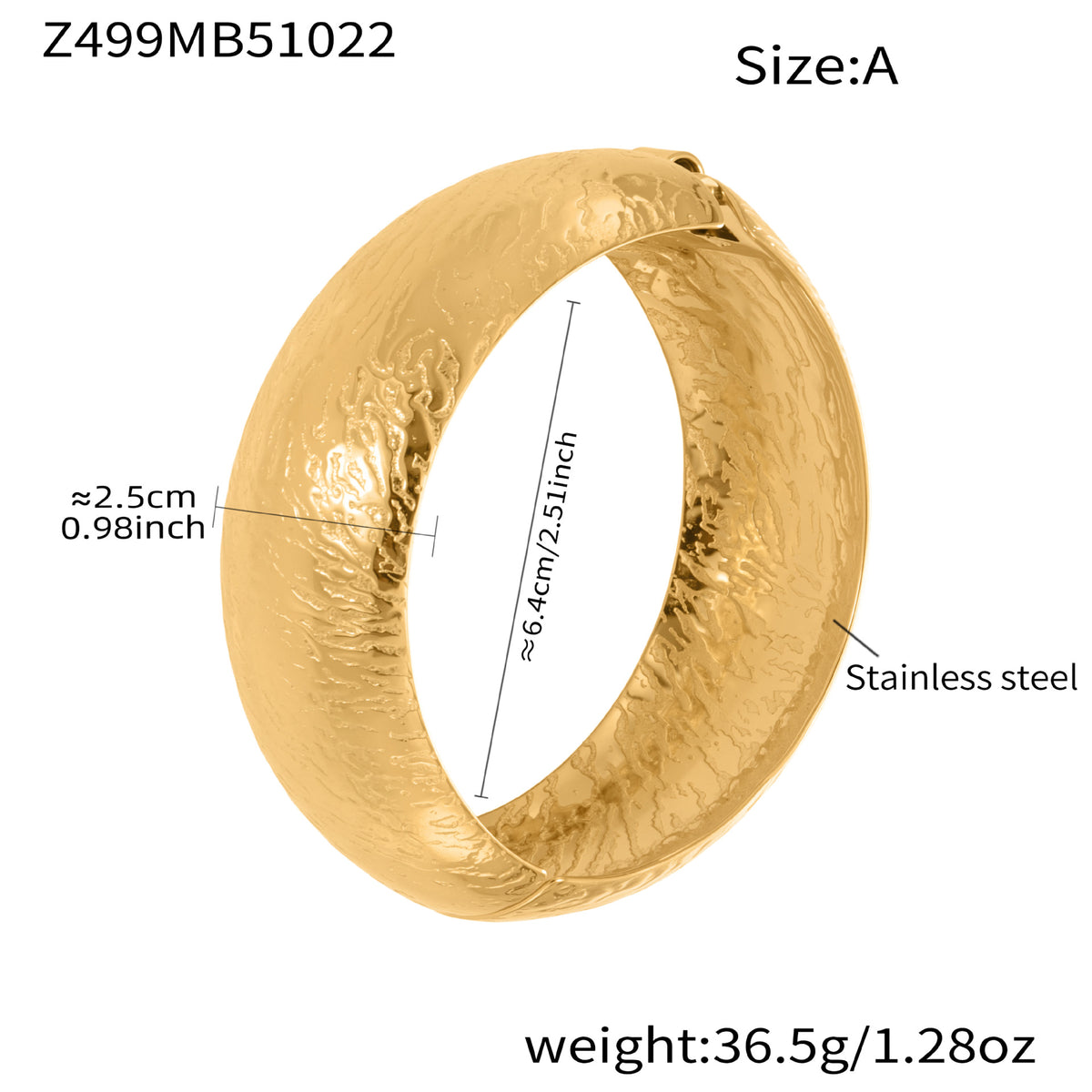 18K Gold-Plated Hammered Wide Bangle Designs