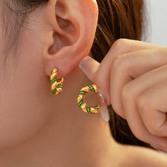 Twisted Cubic Zirconia U-Hoop Earrings