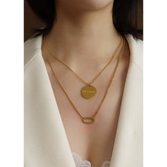 Layered Coin & Oval-Link Necklace