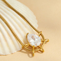 Gold-Tone Cubic Zirconia Drop Pendant Necklaces