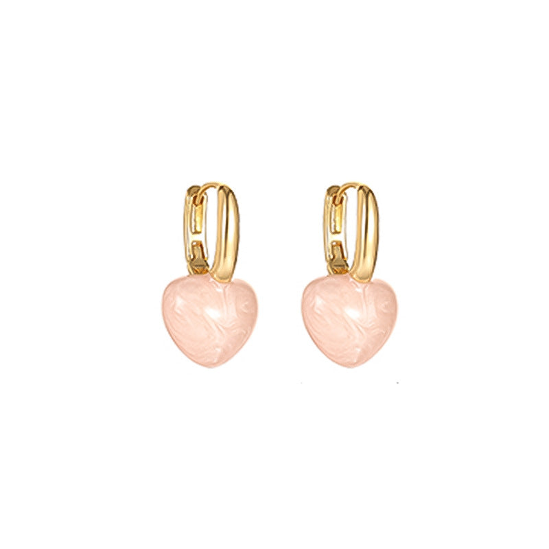 Nicolette Vintage-Inspired Enamel Heart Stud Earrings