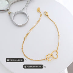 18K Gold-Plated Heart and Paw Print Bracelet