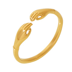 Embracing Hands Adjustable Open Ring