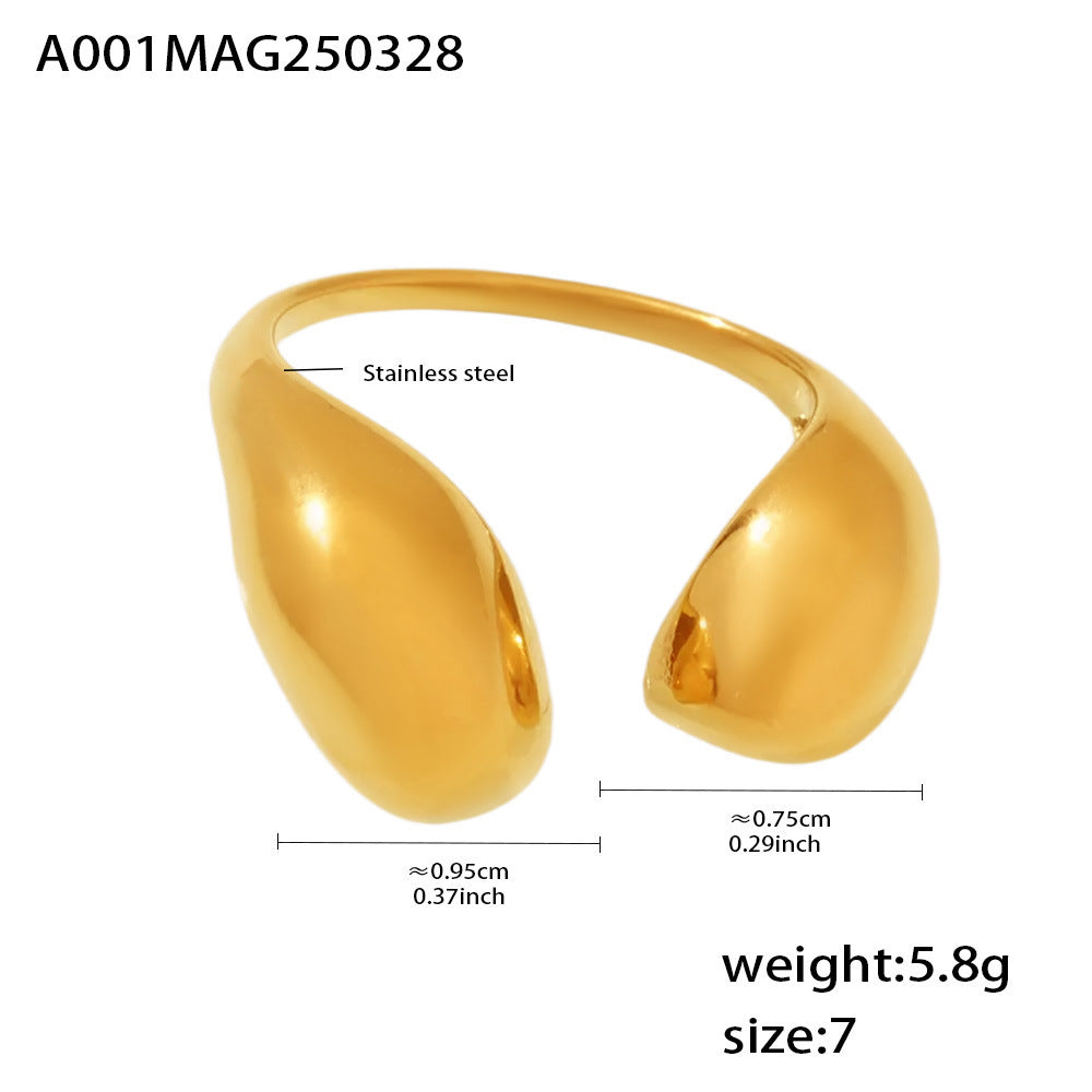 18K Gold-Plated Double Teardrop Open Ring