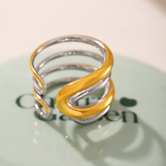 18K Gold-Plated Multi-Row Open Ring