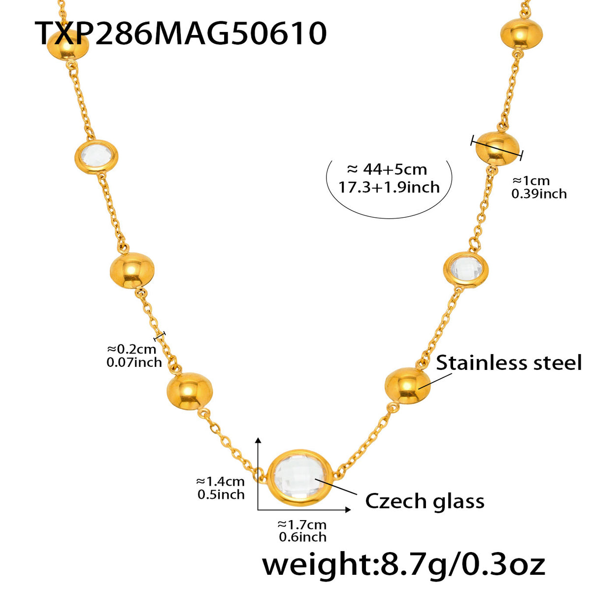 Faceted Glass Round Station Necklace