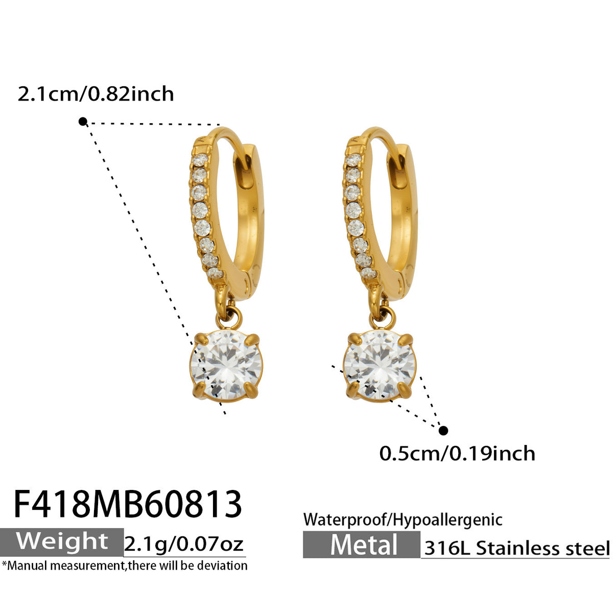 Gold-Tone Cubic Zirconia Heart & Round Drop Earrings