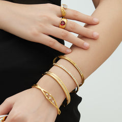 18K Gold-Plated Cubic Zirconia Bangle Bracelet