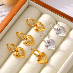 18K Gold-Plated Hammered Heart Drop Earrings