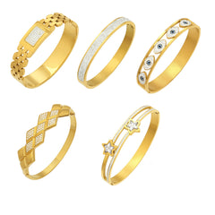 18K Gold-Plated Sparkling Clasp Bangle Designs