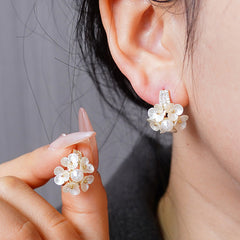 Camille Vintage-Inspired Pearl Floral Stud Earrings No. 659771