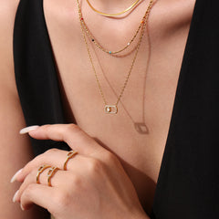 Cubic Zirconia Rectangle Detail Necklace or Ring